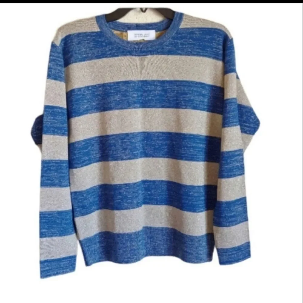 Derek Lam long sleeves sweater blue gold stripes knit pullover size Medium